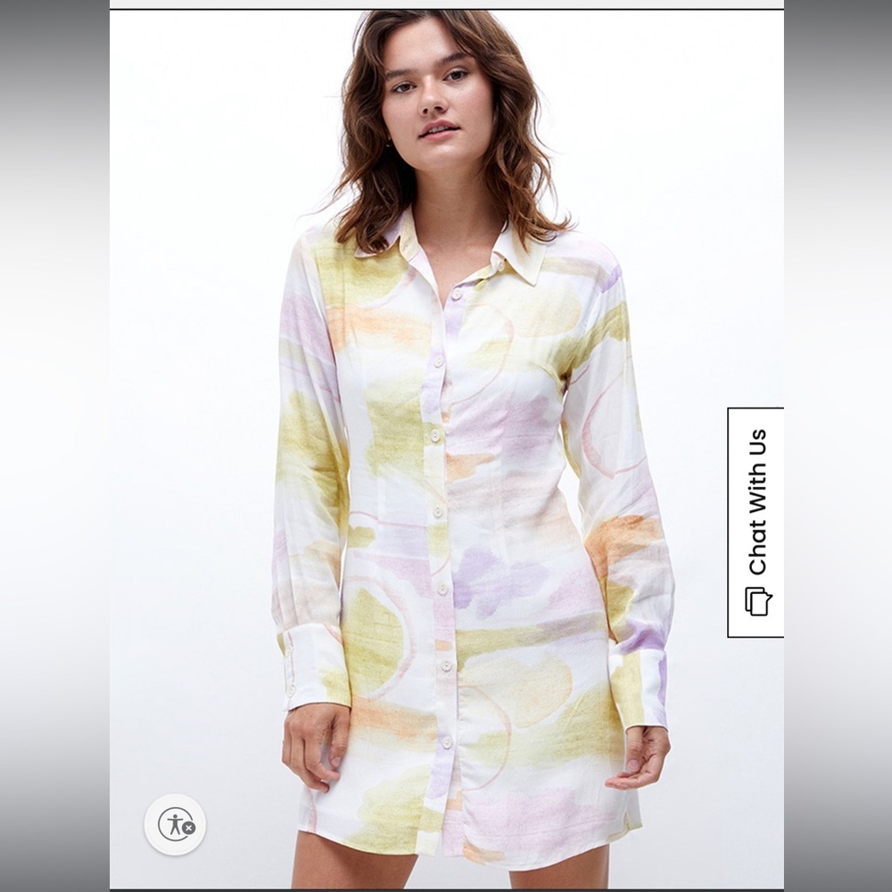 NWT Charlie Holiday Naomi Shirt Dress XS white multi $99msrp